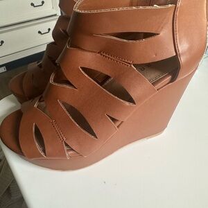Torrid Cognac Wedges Size 7W gently worn